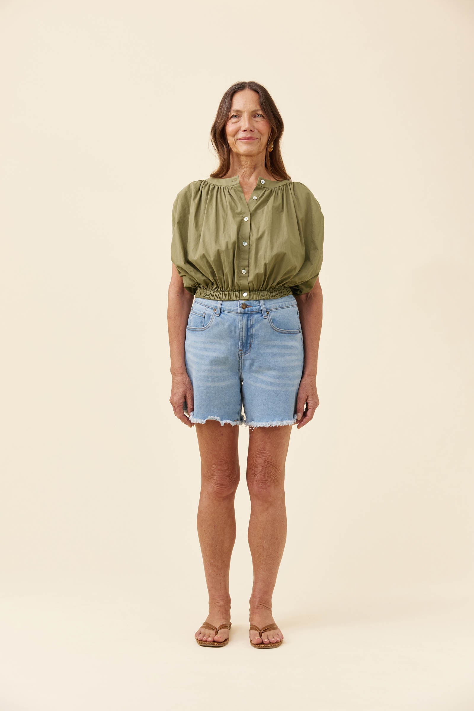 Rosa Reversible Crop Top - Sage