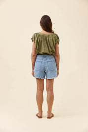 Rosa Reversible Crop Top - Sage