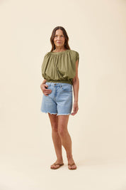 Rosa Reversible Crop Top - Sage