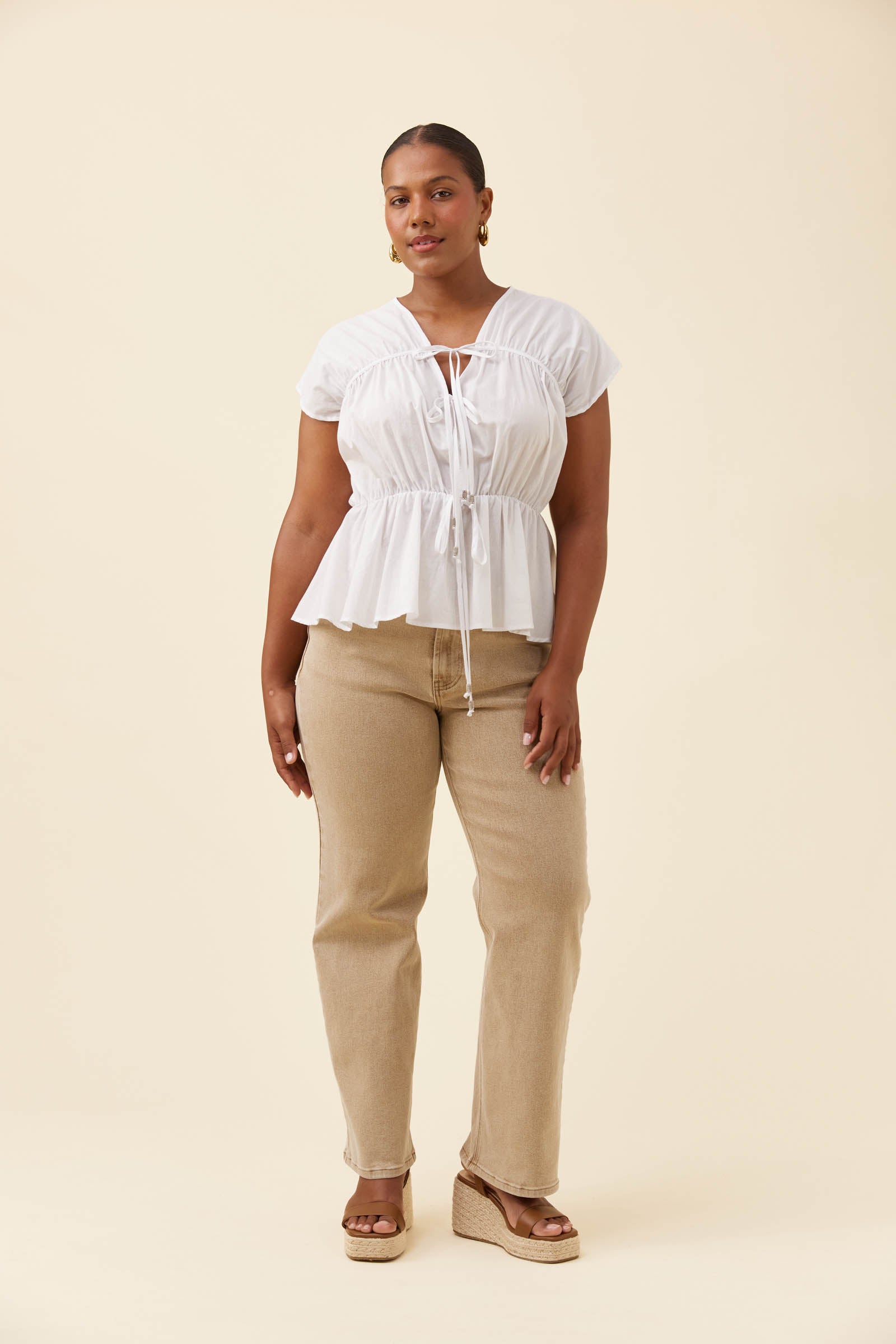 Rosa Tie Top - White