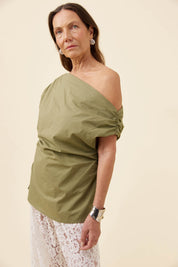 Rosa One Shoulder Top - Sage