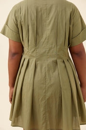 Rosa Pleat Dress - Sage