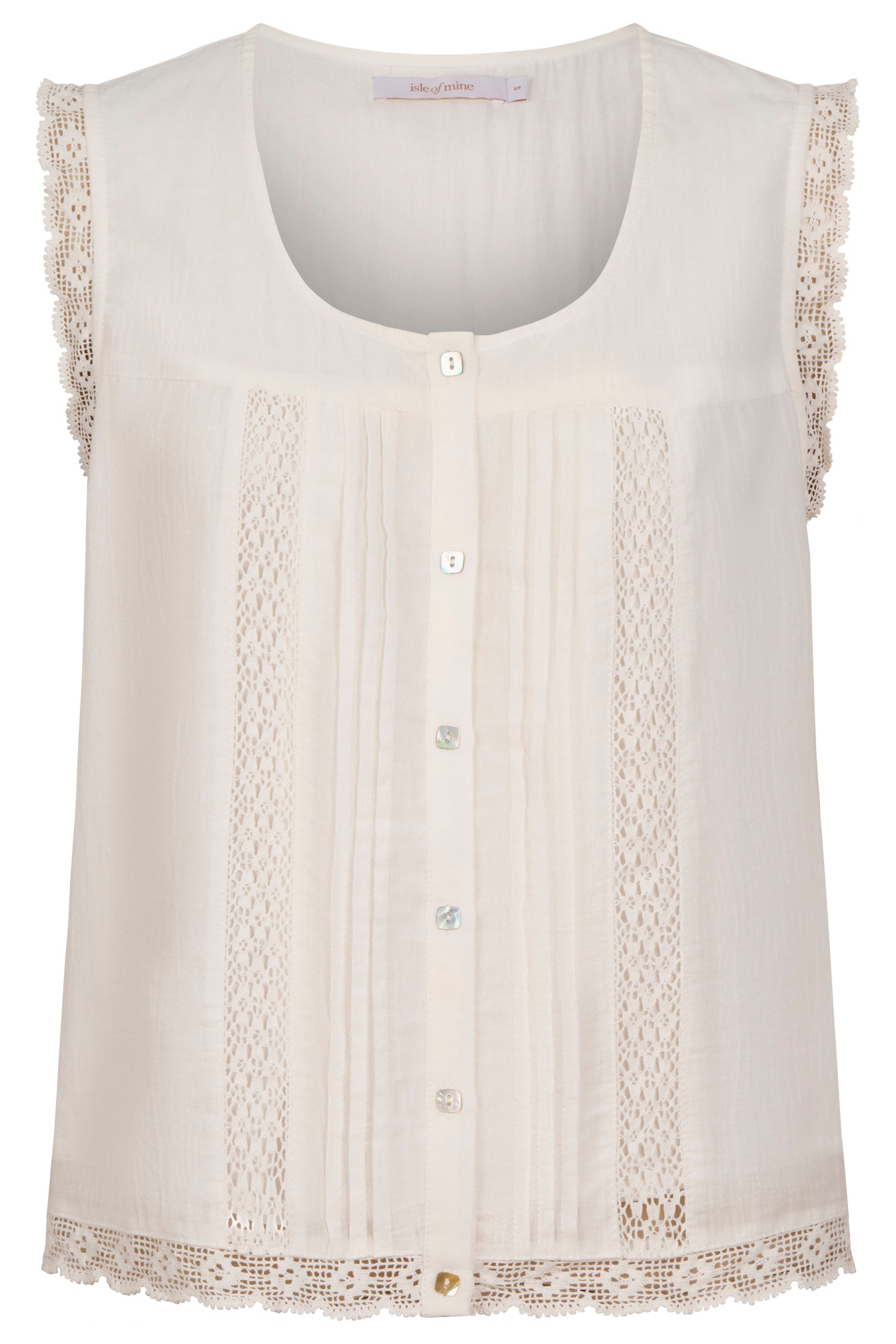 Frances Button Tank - White