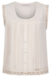 Frances Button Tank - White