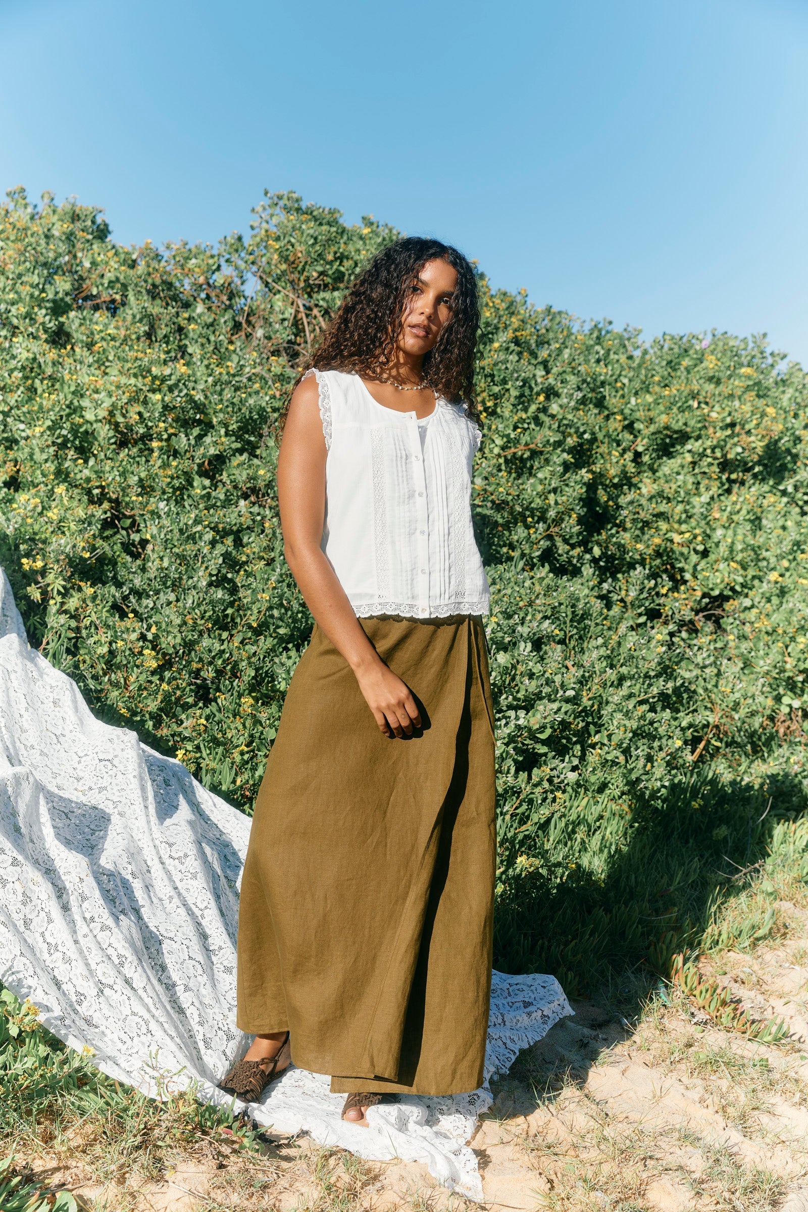 Anita Wrap Skirt - Olive