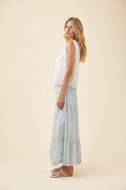Frances Button Tank - White