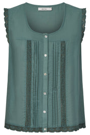 Frances Button Tank - Soft Teal