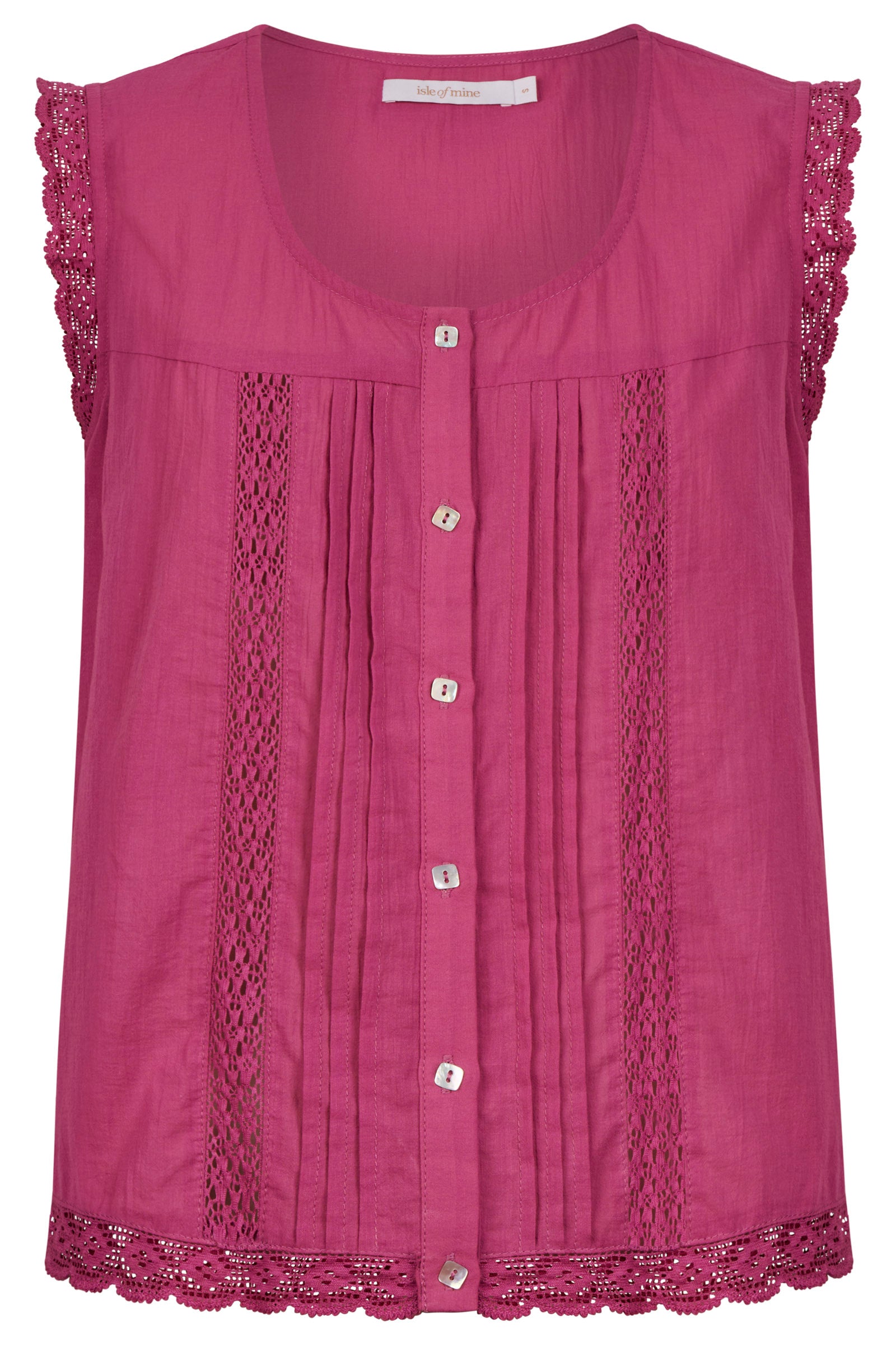 Frances Button Tank - Magenta