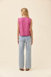 Frances Button Tank - Magenta