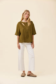 Anita Button Top - Olive