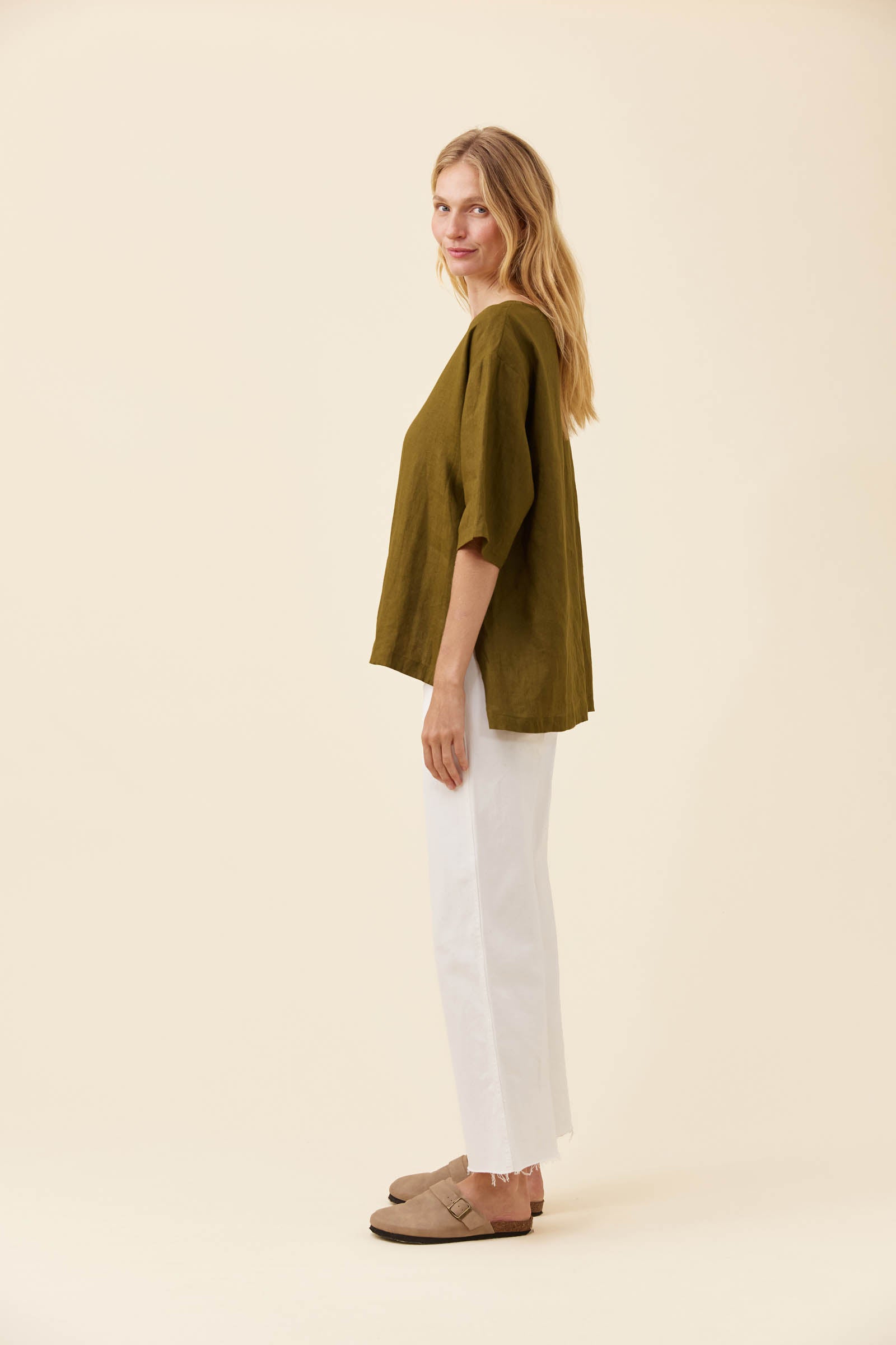Anita Button Top - Olive