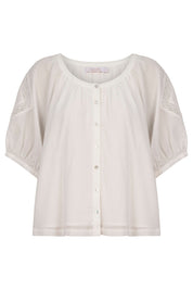 Frances Button Top - White