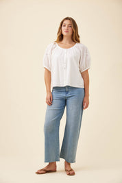 Frances Button Top - White