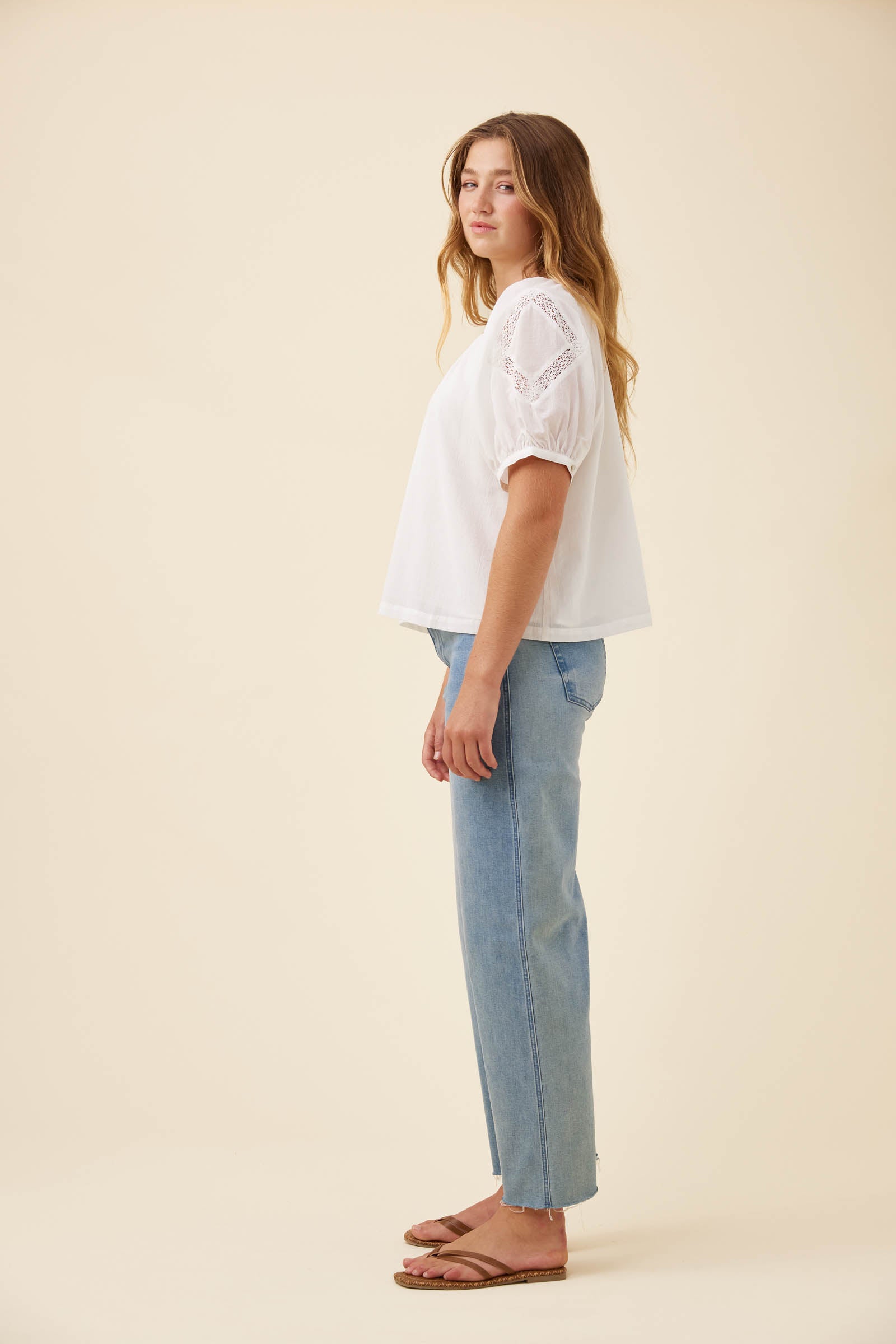 Frances Button Top - White