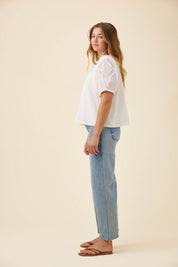 Frances Button Top - White