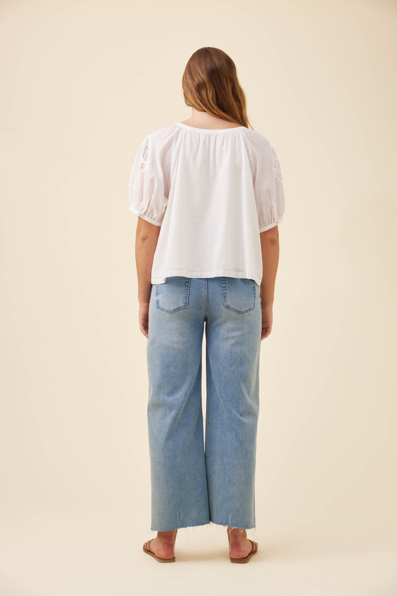 Frances Button Top - White