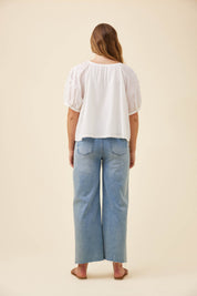 Frances Button Top - White