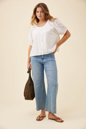 Frances Button Top - White