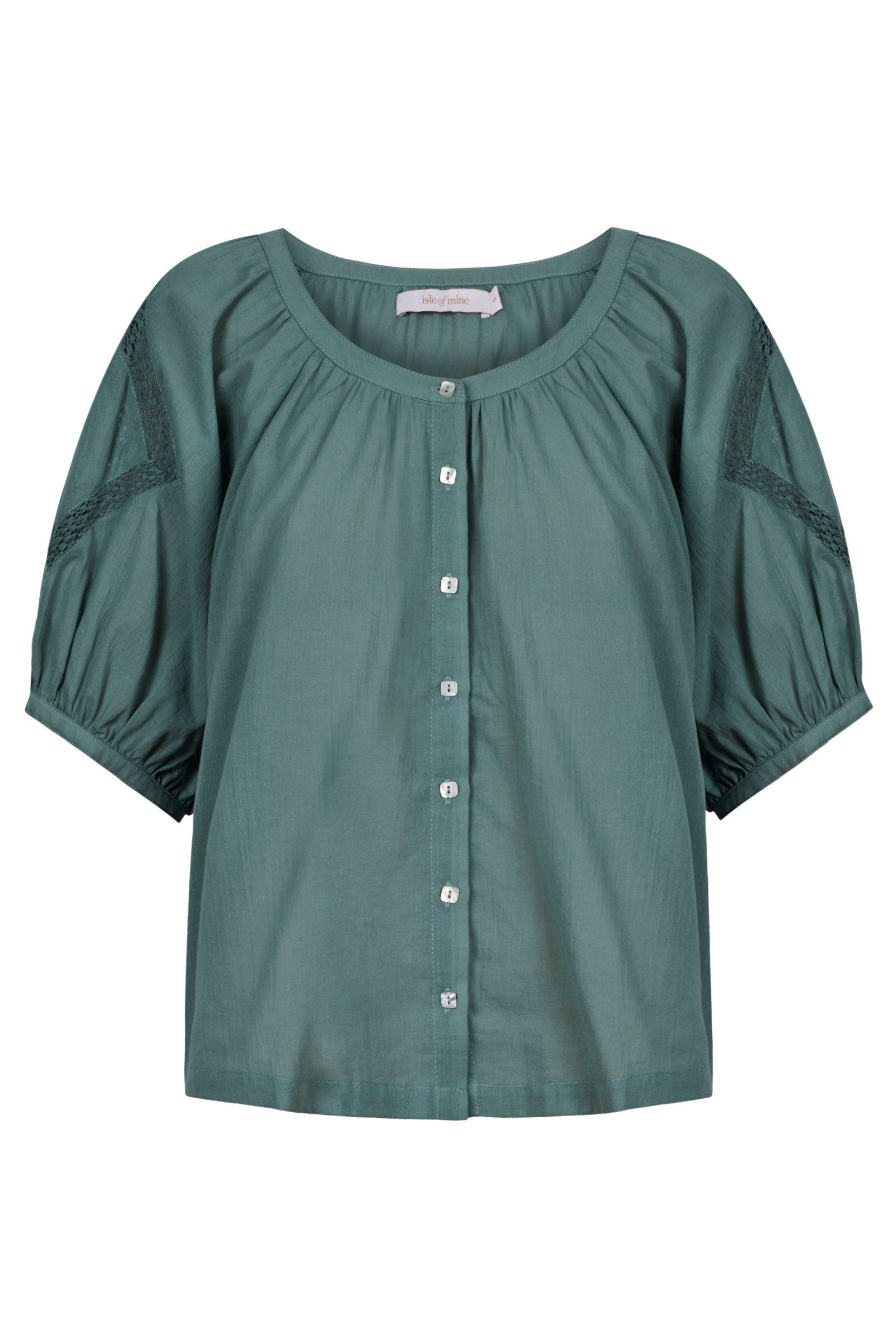 Frances Button Top - Soft Teal