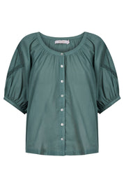 Frances Button Top - Soft Teal