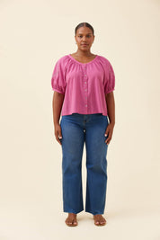 Frances Button Top - Magenta