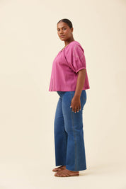 Frances Button Top - Magenta