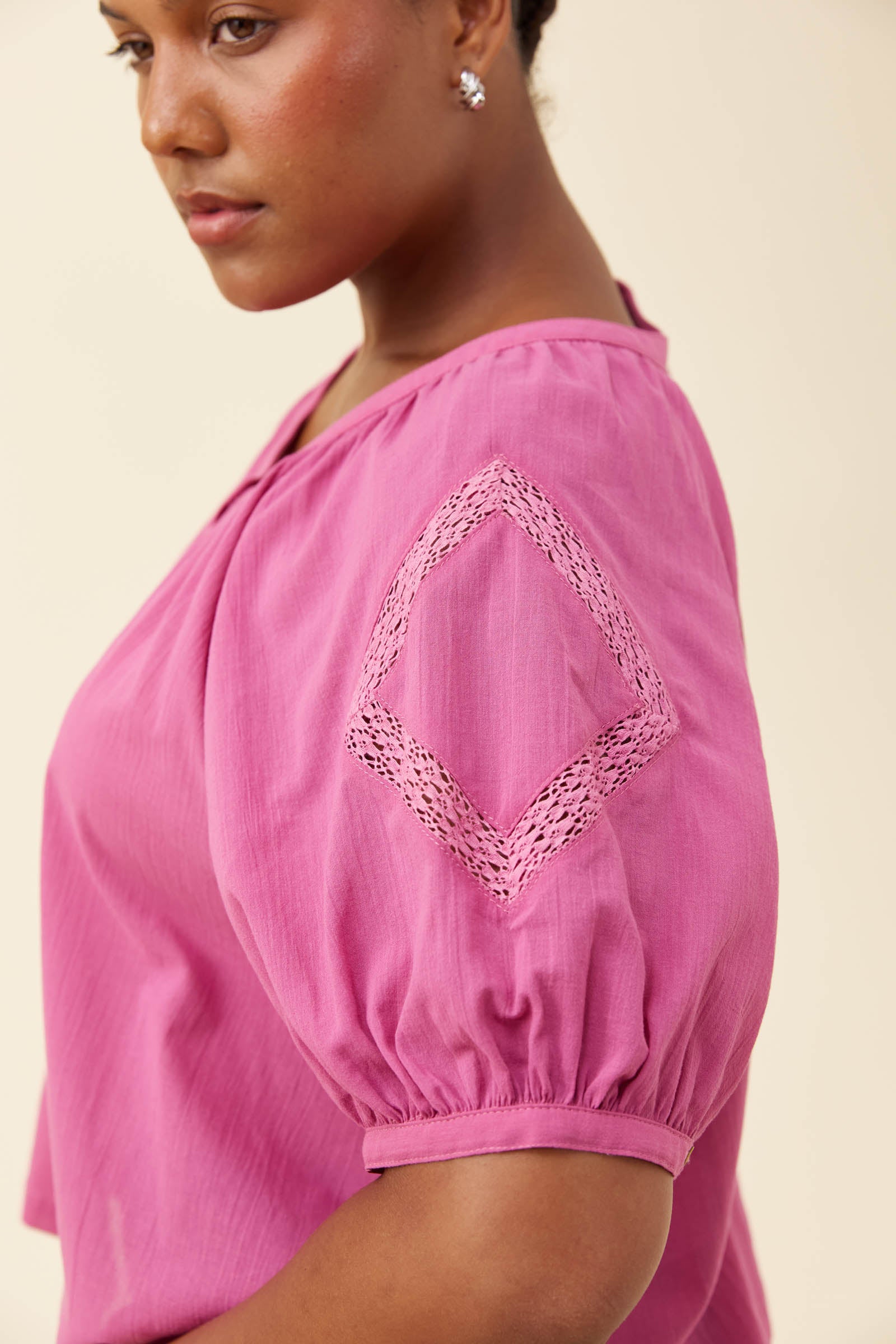 Frances Button Top - Magenta