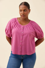 Frances Button Top - Magenta