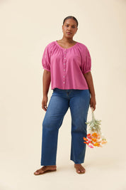 Frances Button Top - Magenta