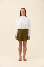 Frances Drawstring Top - White