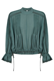Frances Drawstring Top - Soft Teal