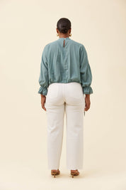 Frances Drawstring Top - Soft Teal