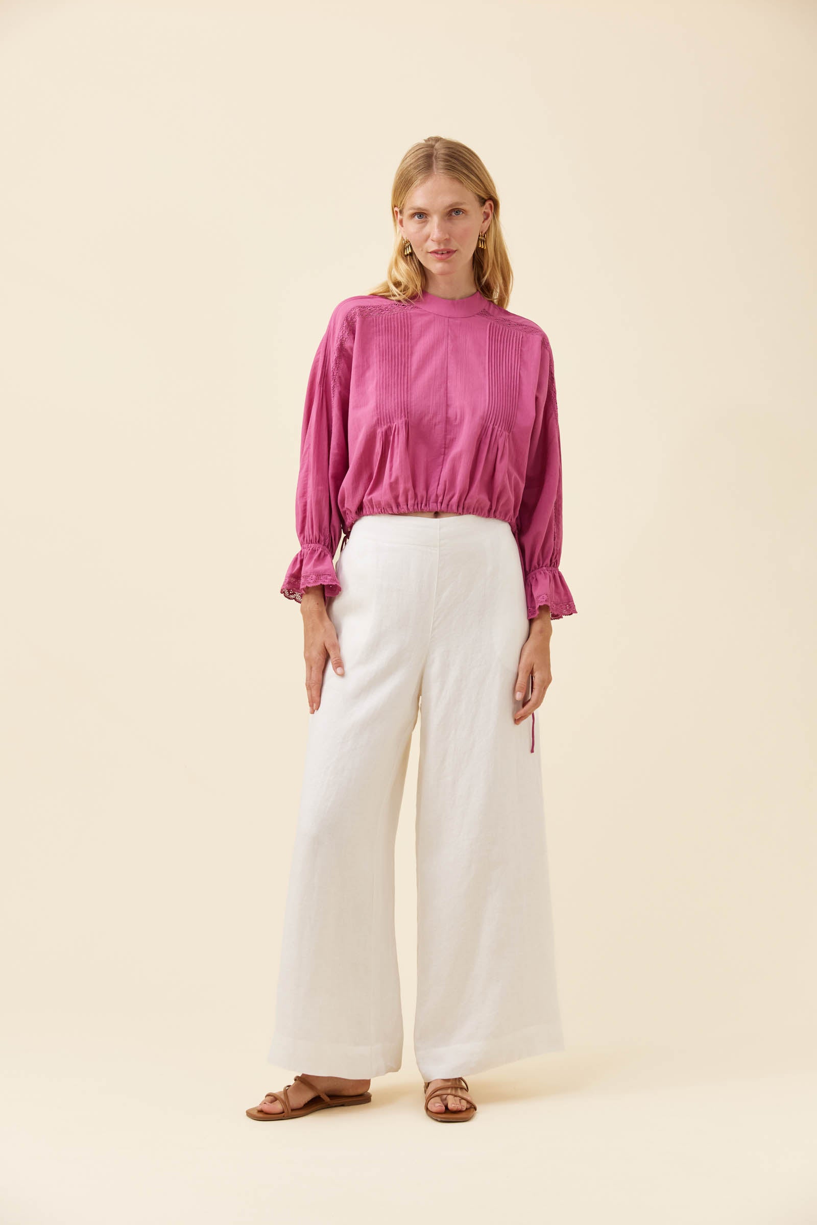 Frances Drawstring Top - Magenta