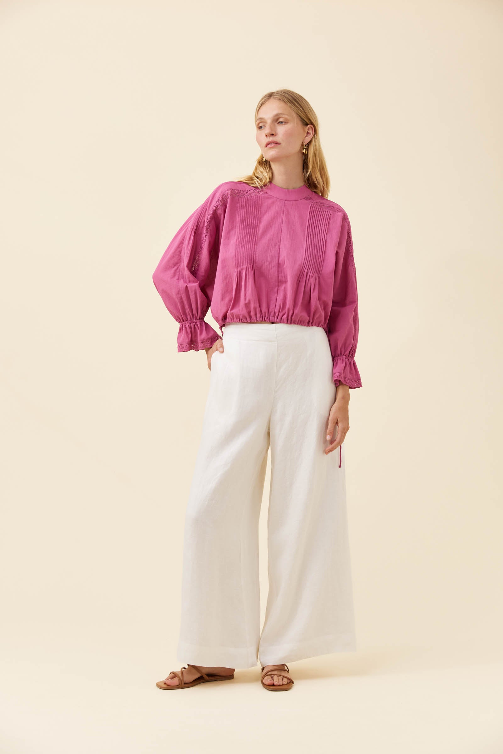 Frances Drawstring Top - Magenta