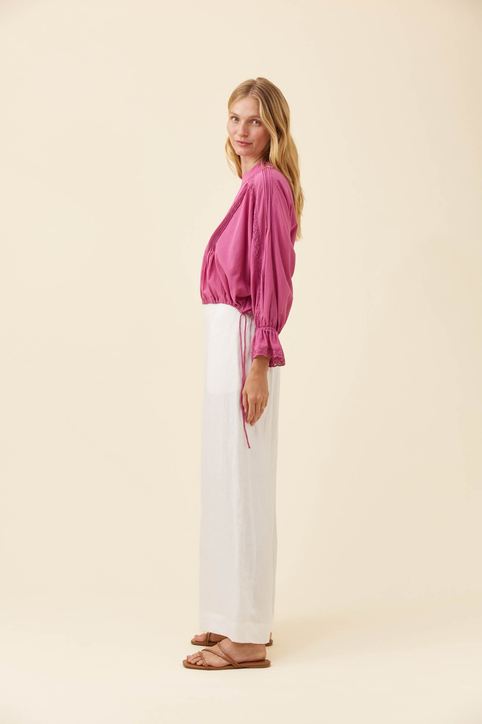 Frances Drawstring Top - Magenta