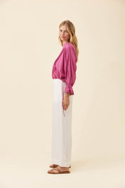 Frances Drawstring Top - Magenta