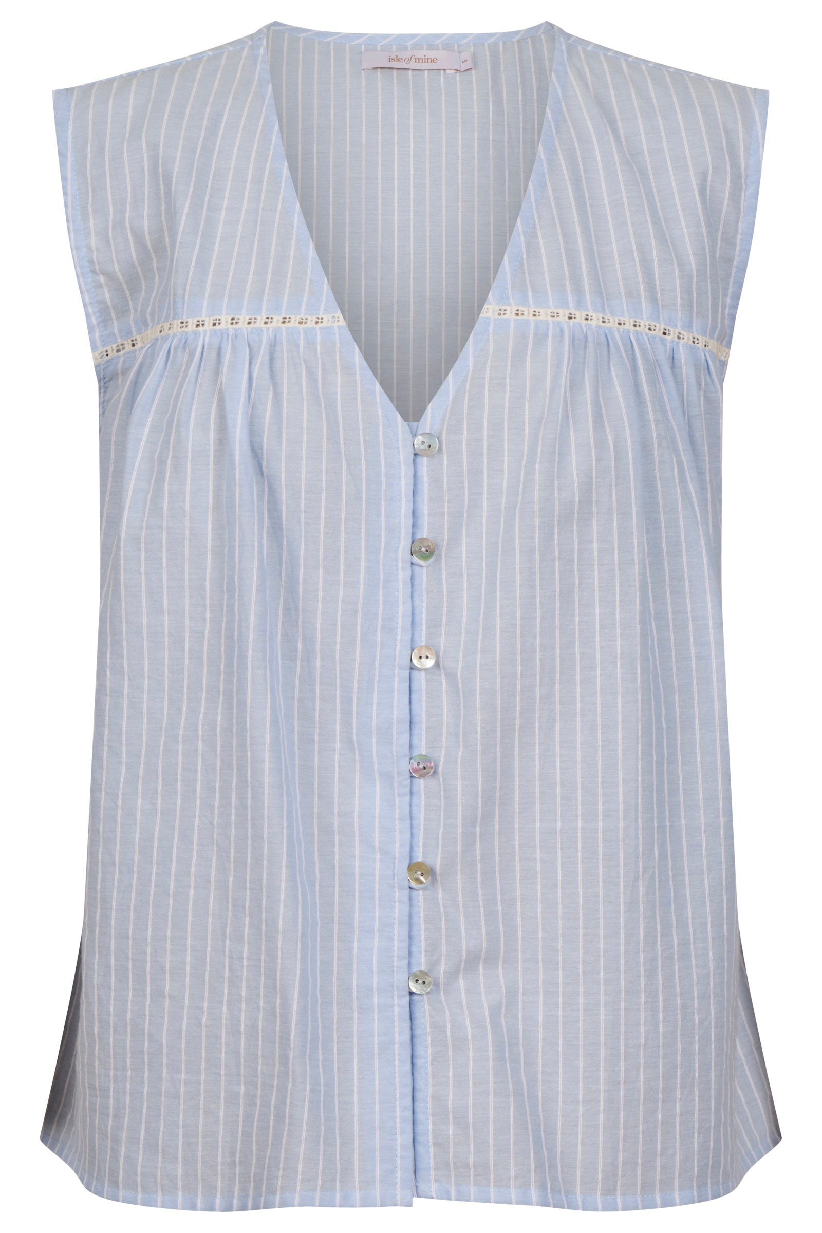 Lyndell Button Tank - Light Blue
