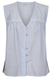 Lyndell Button Tank - Light Blue