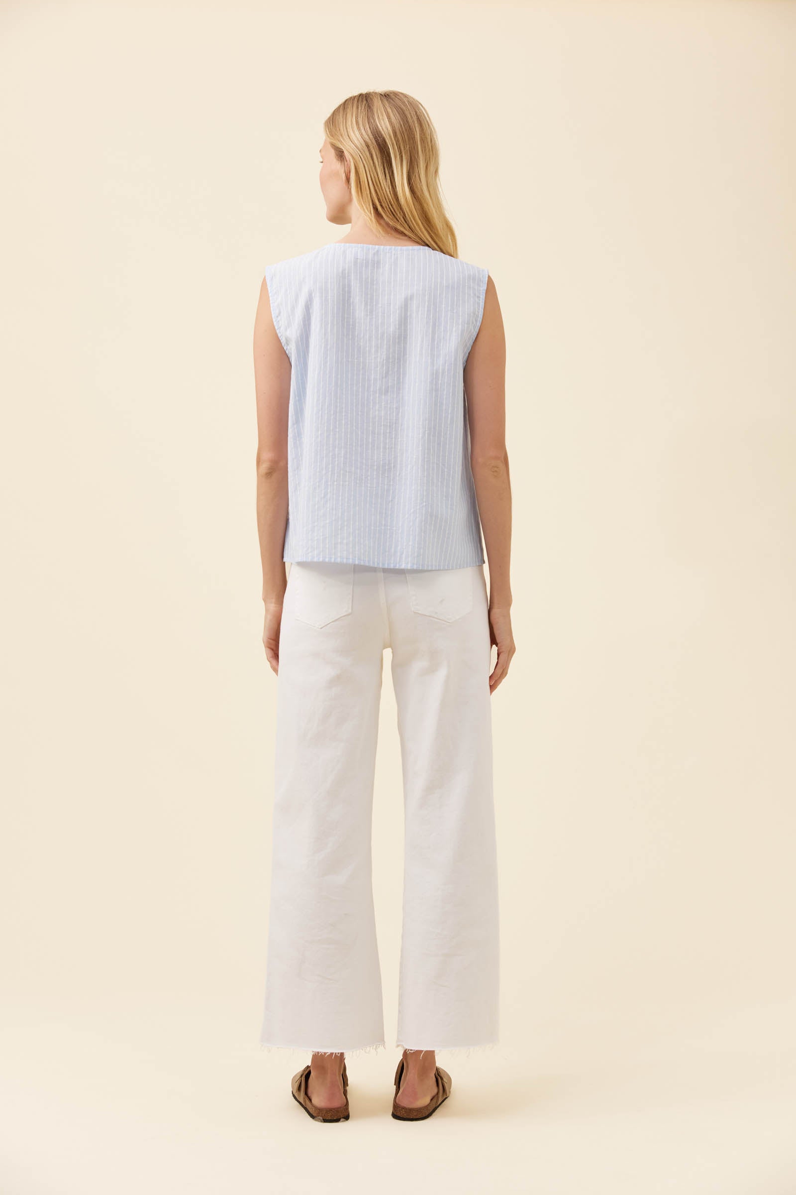 Lyndell Button Tank - Light Blue