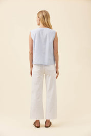 Lyndell Button Tank - Light Blue