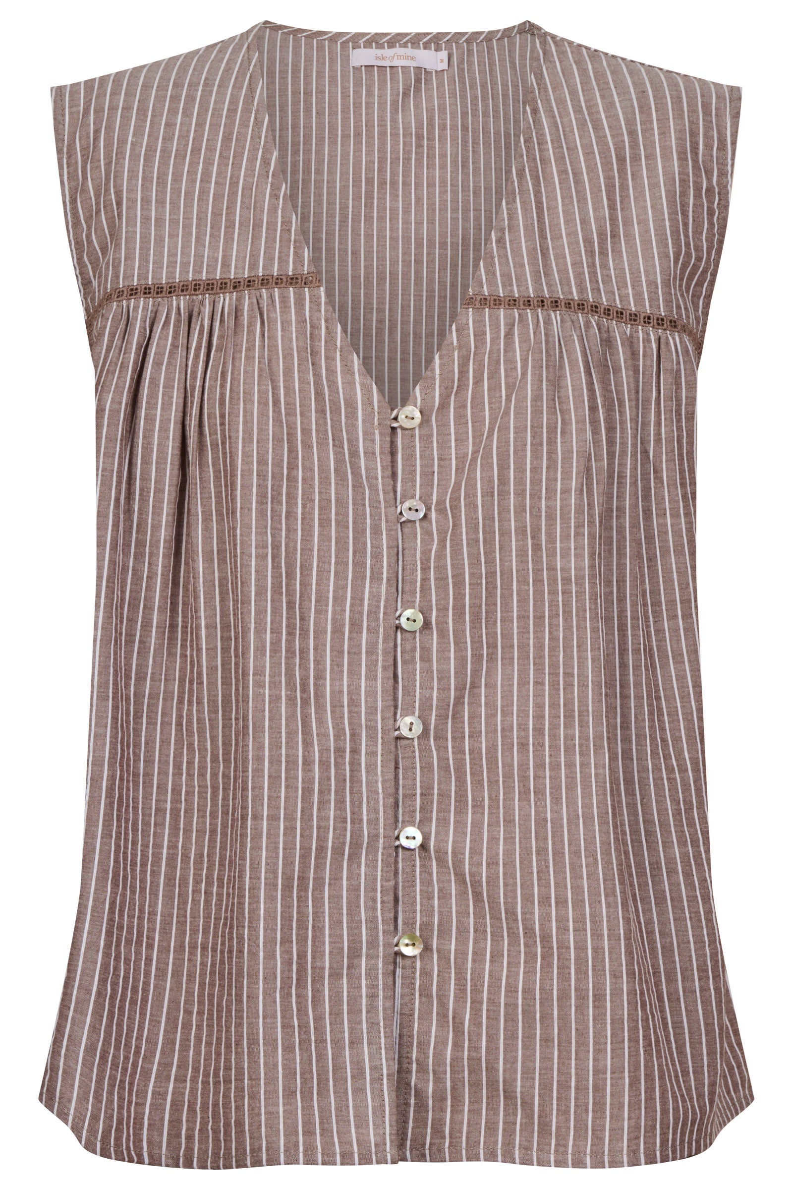 Lyndell Button Tank - Taupe