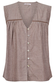 Lyndell Button Tank - Taupe