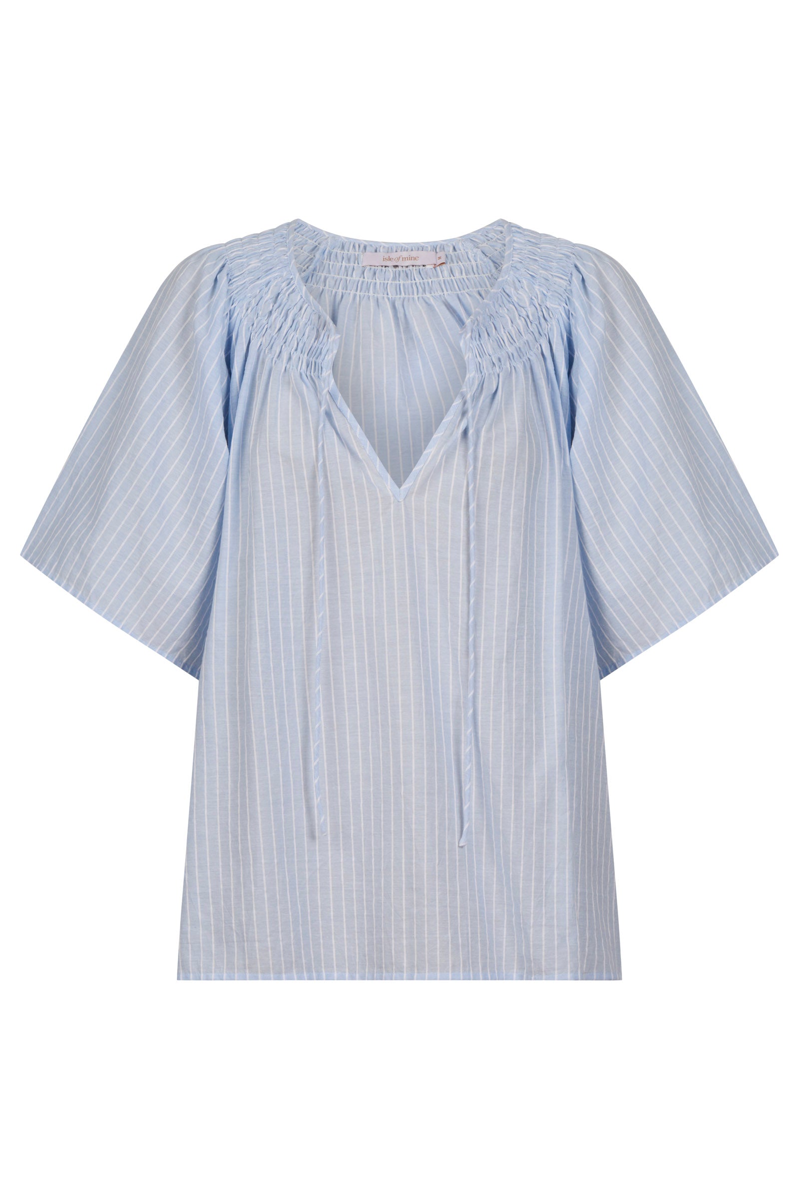 Lyndell Shirred Top - Light Blue