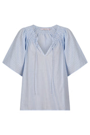 Lyndell Shirred Top - Light Blue