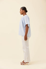 Lyndell Shirred Top - Light Blue