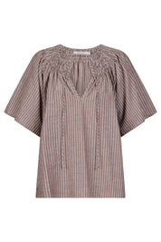 Lyndell Shirred Top - Taupe