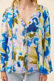 Frida Tie Top - Watercolour