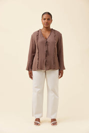 Frida Tie Top - Taupe