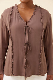 Frida Tie Top - Taupe