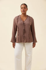 Frida Tie Top - Taupe